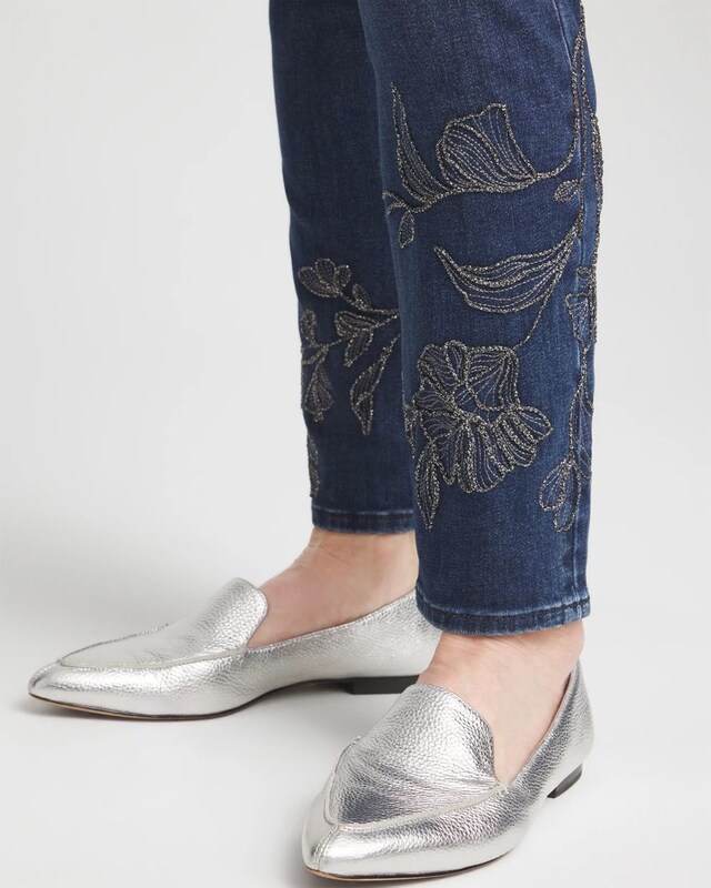 Floral Embroidered Pull-On Ankle Jeggings - image 4